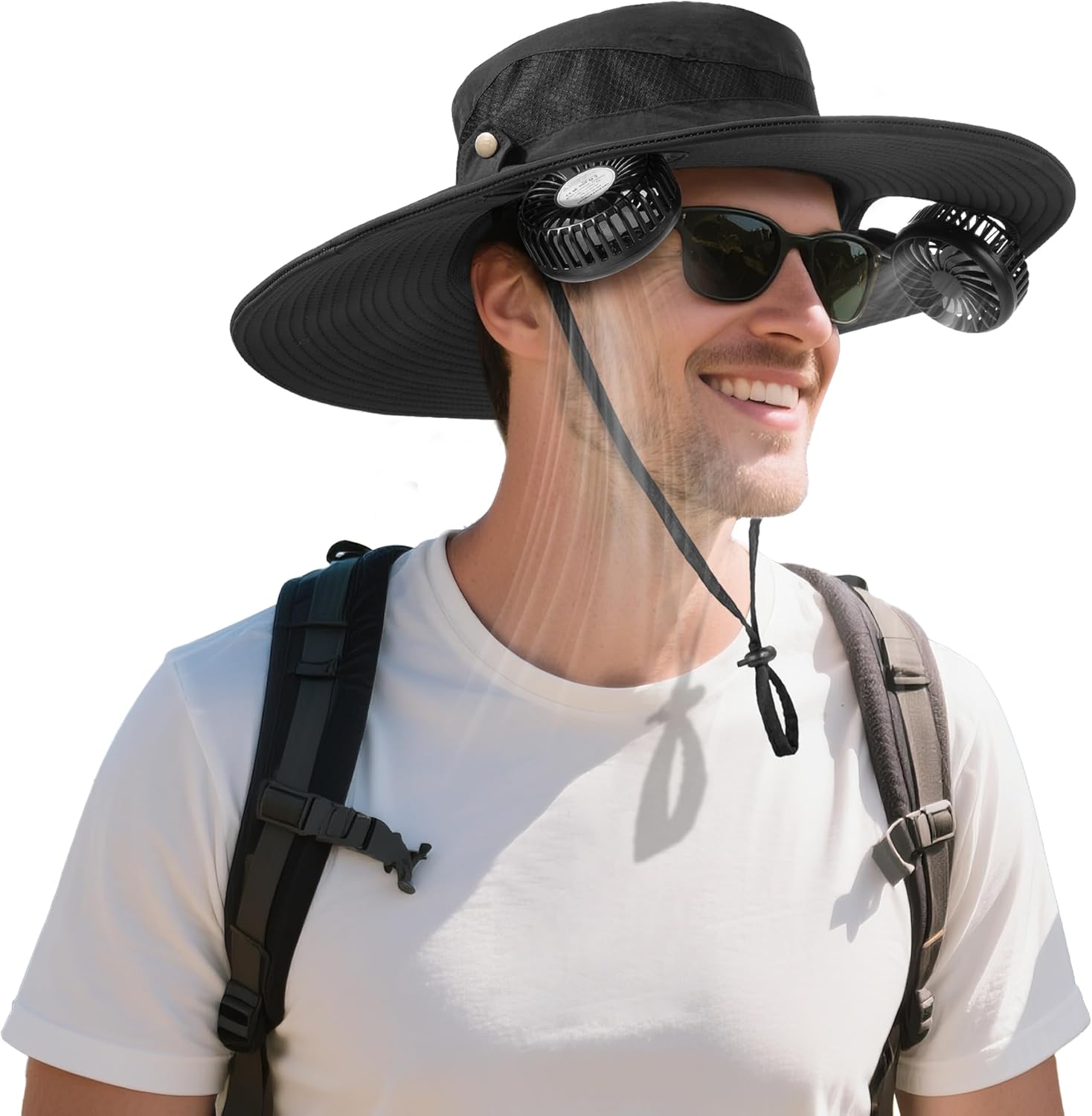 AMACOOL Bucket Hat Fan Pro, Gifts for Father Dad Husband, Fishing Essentials for Women Men, Camping Hiking Beach Gardening. View media content in full screen